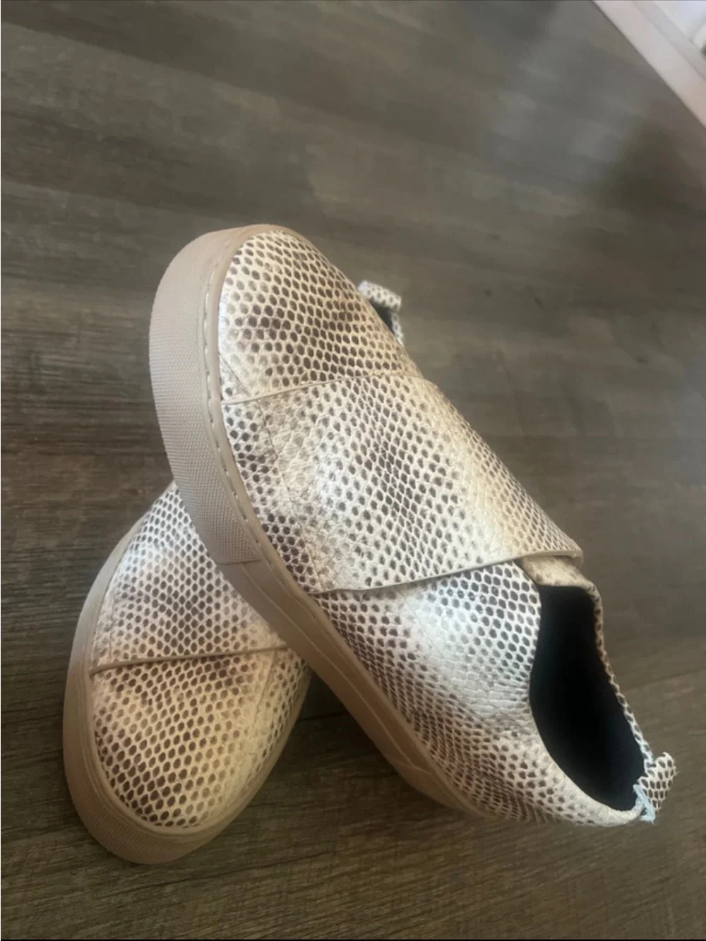 AEROSOLES Snake-Pattern Slip-On Shoe in Cream and Brown